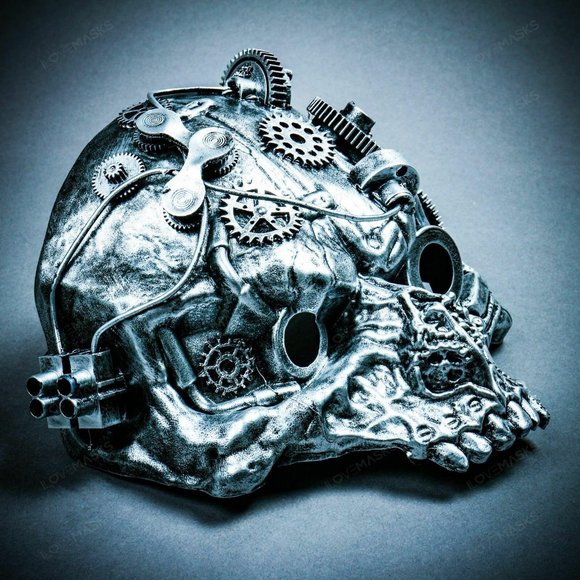 Steampunk Ghost Skull Robotic Masquerade PartyMask - Picture 6 of 7